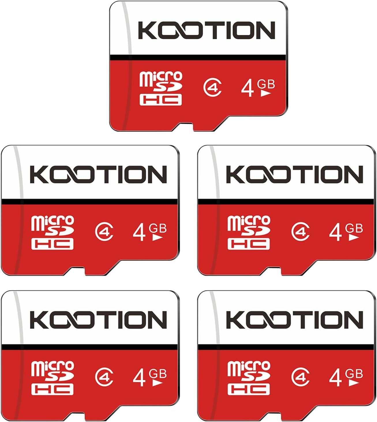 KOOTION 4 5-Pack, 4 C4, MP3/MP4/Old GB Micro SD Cards Class MicroSD Flash Memory Card, TF Card with Adapter for Phones