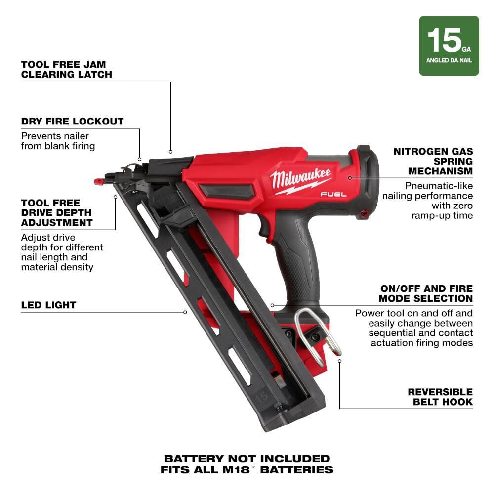 Milwaukee Electric - M18 Fuel. 15 Gauge Finish Nailer