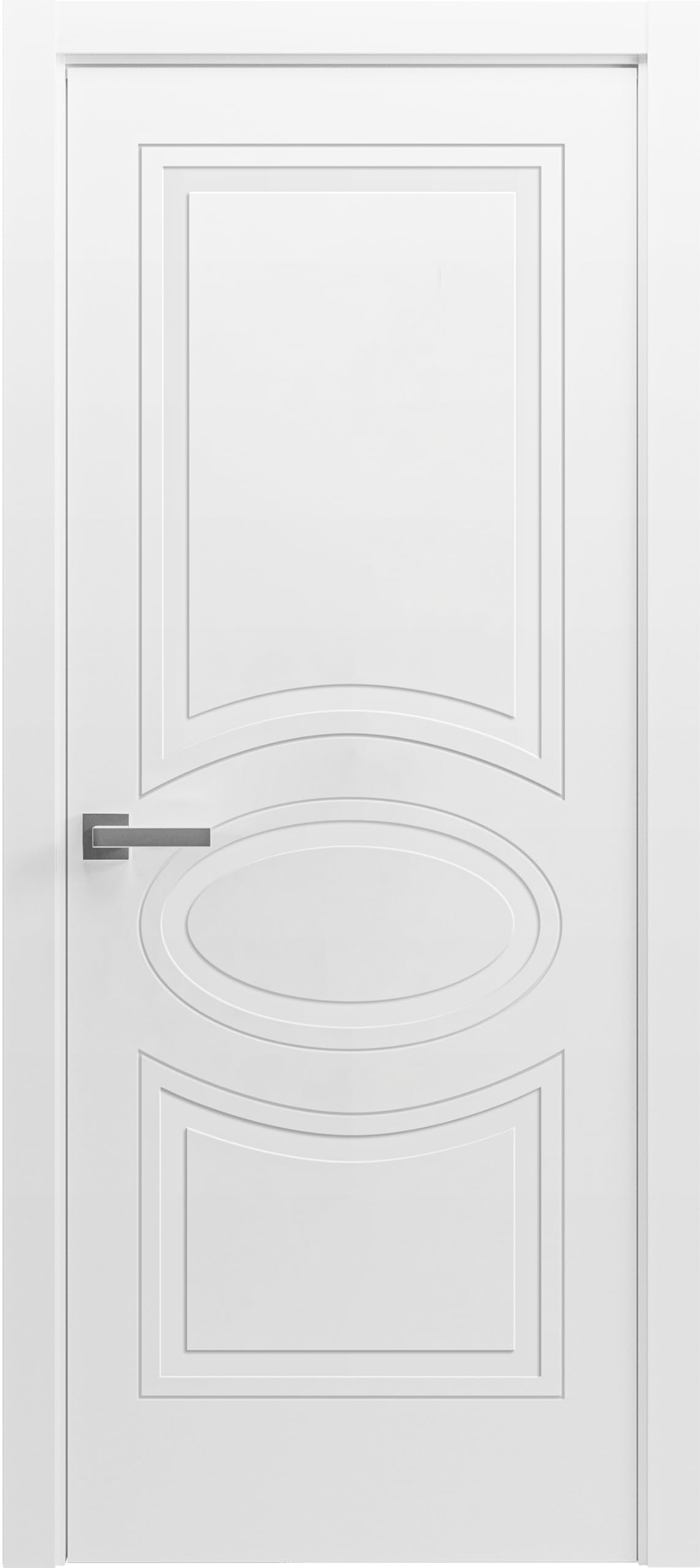 VDOMDOORS Solid French Door 28 x 96 inches/Mela 7001 Matte White/Single Regular Panel Frame Handle/Bathroom Bedroom Modern Doors