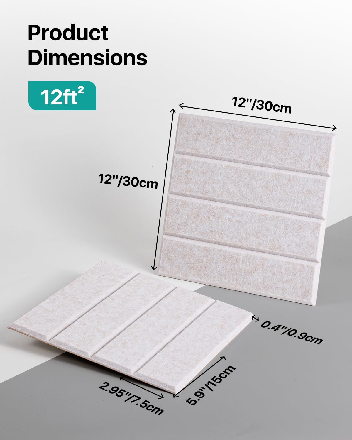 12 Pack Sound Proof Foam Panels for Walls, Self-Adhesive Acoustic Panels Sound Absorbing, 12" X 12" X 0.4" High Density Soundproof Wall Panels Tiles for Door, Ceiling, Home Office