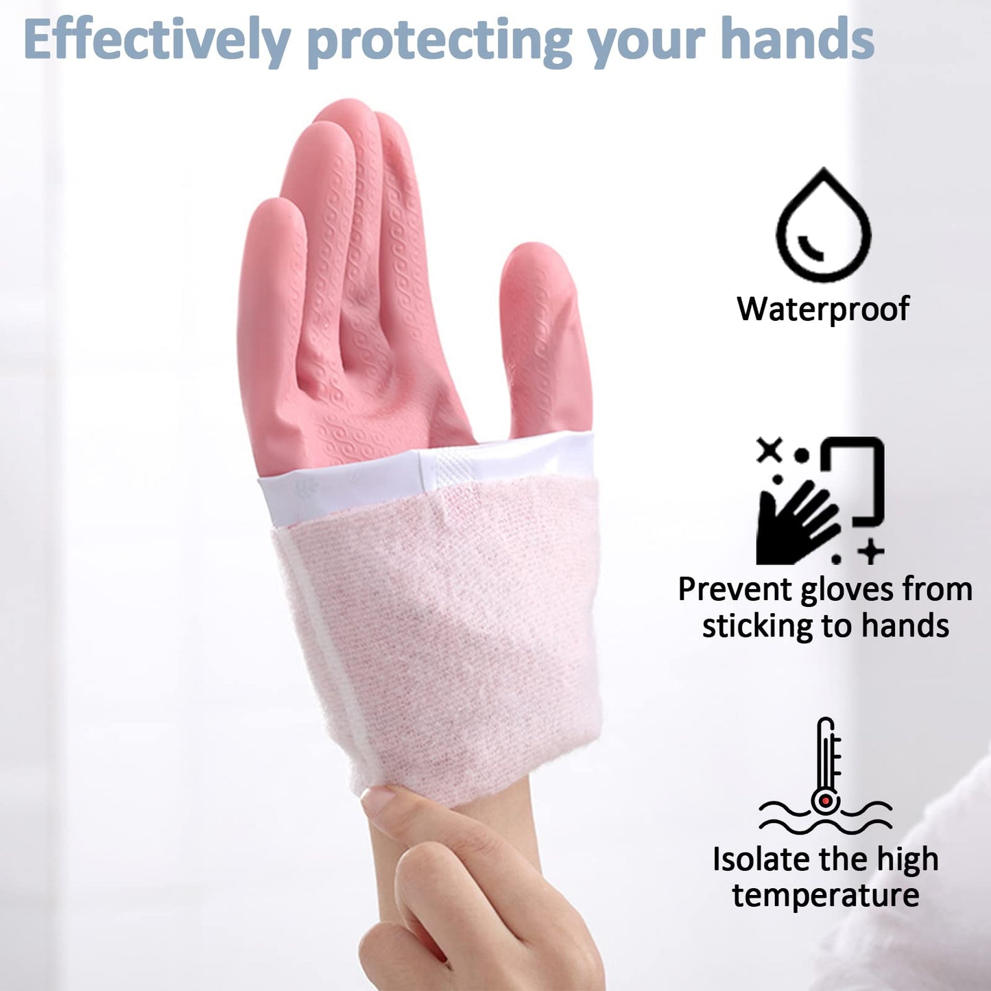 XIACIBDUS 3pcs Dishwashing Cleaning Gloves, Waterproof Reusable Kitchen Long Gloves, Latex-Free Household Gloves for Laundry, Cleaning, Working, Gardening