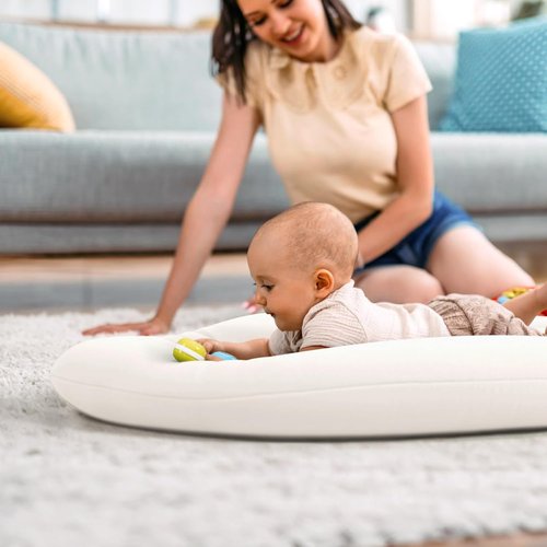 Baby Lounger - Skin-Friendly & Breathable Infant Cushion for Tummy Time | Portable for Newborns (Ivory)