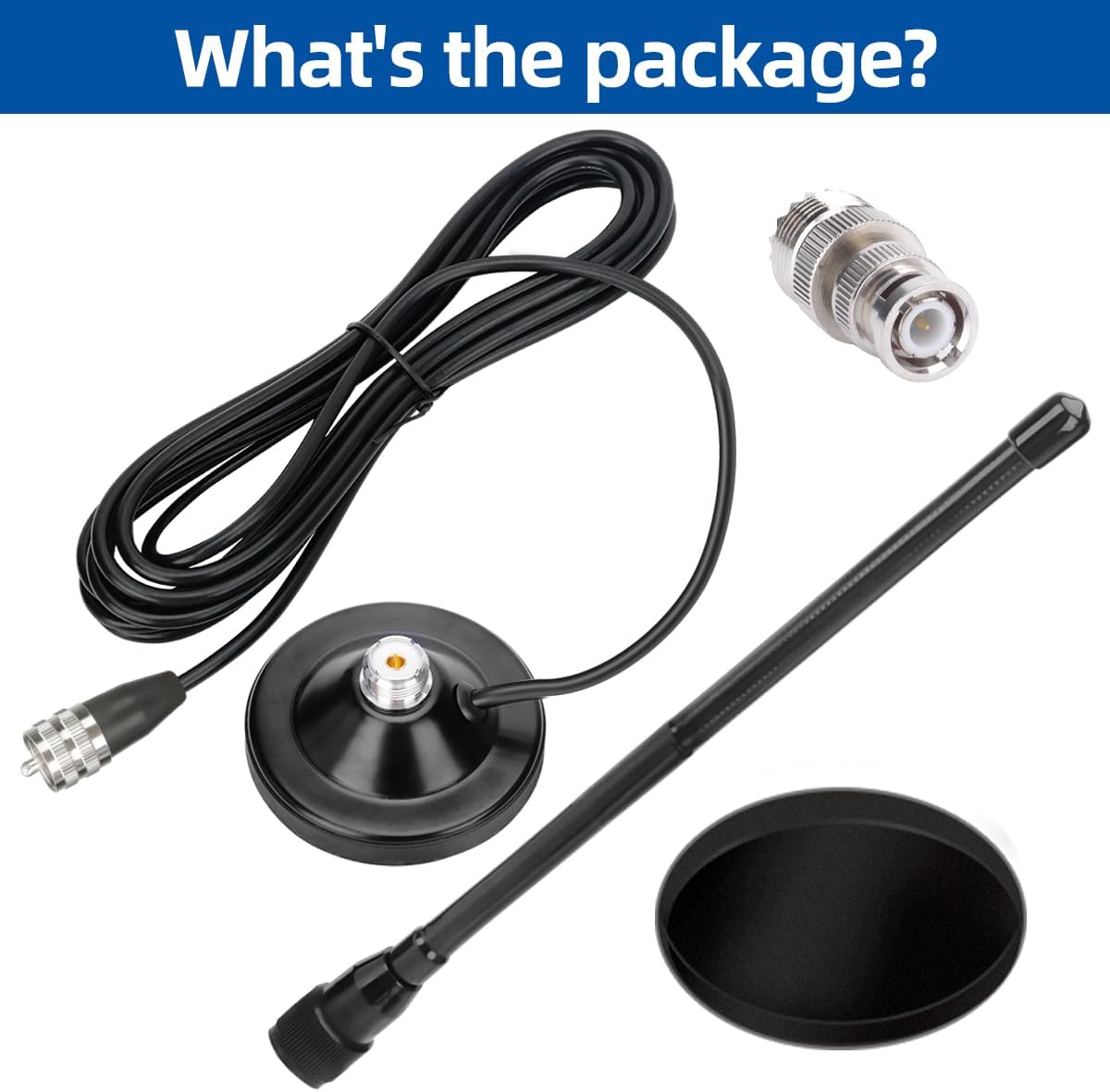 Arridioter 27MHz PL259 Connector,9.84ft RG58 CB Radio Antenna Magnetic Base Kit with BNC Coaxial Cable Compatible