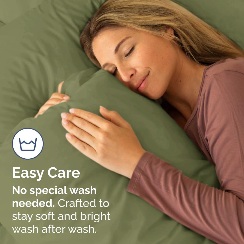 Queen Pillow Cases by [Brand Name] - Ultra Soft Hotel Quality - Wrinkle-Free & Fade Resistant - 4 Piece Set in Sage Green
