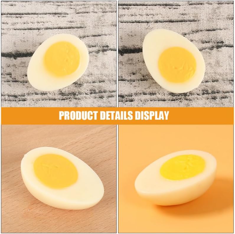 4pcs TOYANDONA Boiled Egg Model PVC Artificial Food Props for Photography Realistic Faux Egg Kitchen Decor for DIY