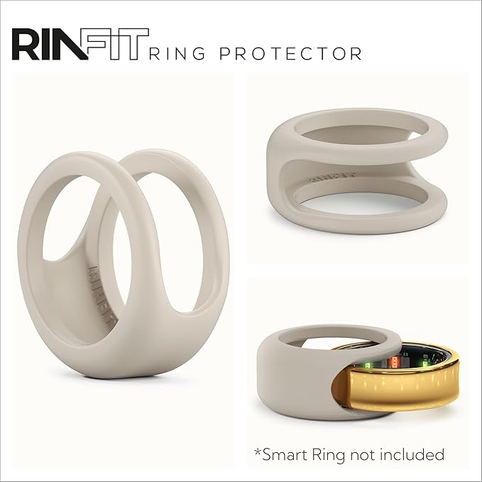 Rinfit Smart Ring Protector - Silicone Ring Enhancer for Active Lifestyle and Gym - StyleFit U.S. Design Patent - Stone, Size 8