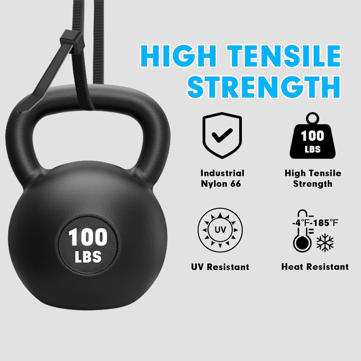 400 Pack (8+12+14+18Inch) 100lb Zip Ties Assorted Sizes, RAZCC Black Cable Ties, Self-Locking Plastic Wire Ties