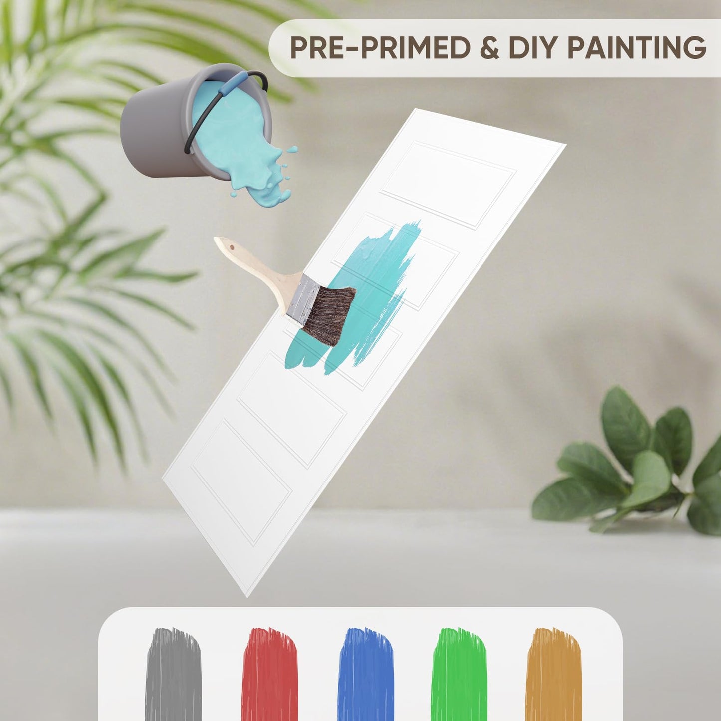 BARNSMITH 72x80 in 5-Panel Bypass Sliding Closet Door, Steel Frame White Primed Bypass Door with Top & Bottom Track Hardware Kits, Paintable and Lightweight