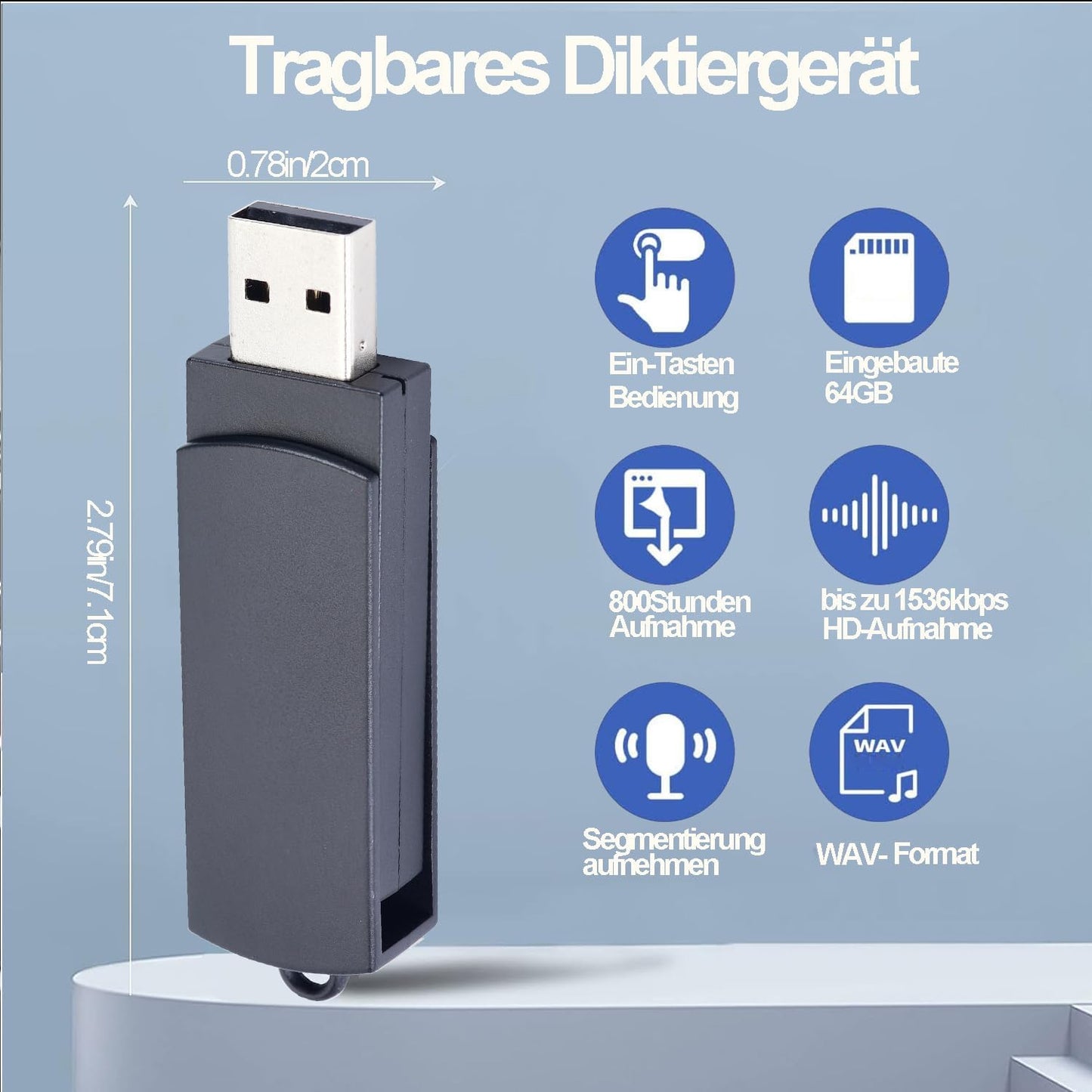 Yiko 64GB (64GB) Digital Voice Recorder Voice Recorder for Lectures - USB Rechargeable Dictaphone Upgraded Small