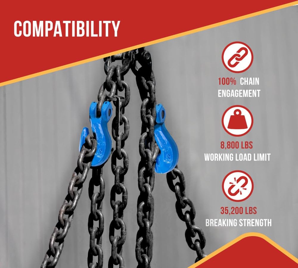 Mytee Products 2 Pack 3/8" Grade 100 Cradle Clevis Grab Hook for Lifting - 8,800 LBS WLL Heavy Duty Tow Chain Hook for Trailer/Truck Transport