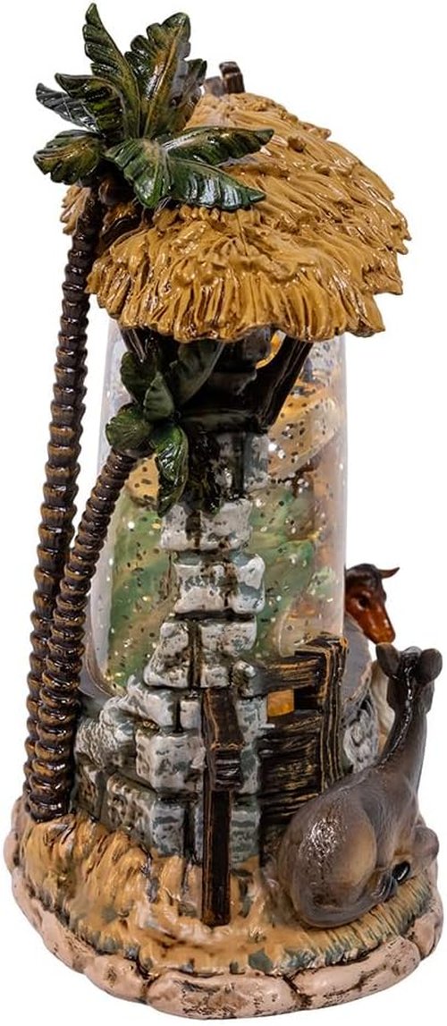 Kurt S. Adler 8-Inch Battery Operated Nativity Scene - USB Lighted with Spinning Glitter Water