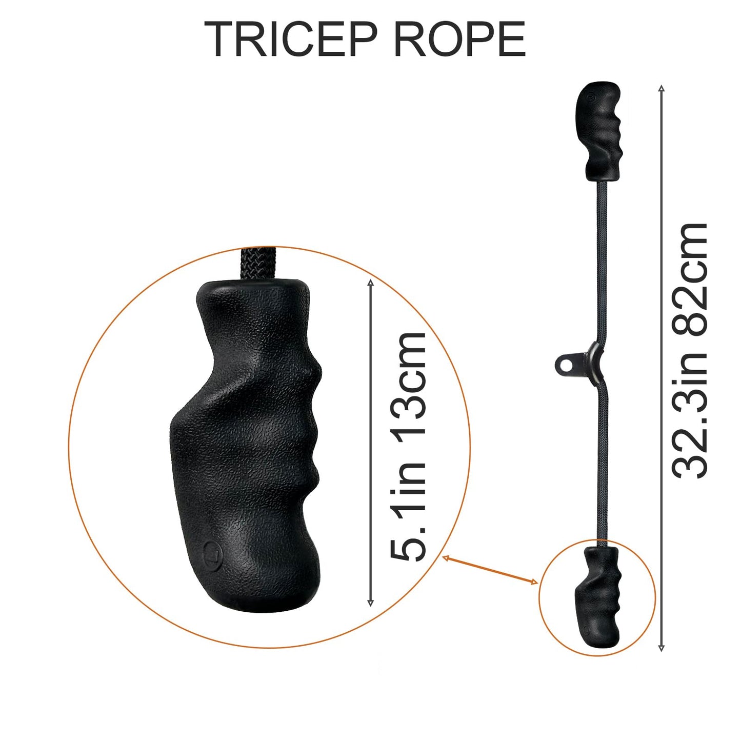 KORIKAHM Cable Machine Attachment with Upgraded Ergonomic Gym Handles, LAT Tricep Rope Pull Down Attachment,Exercise Handles for Home Gym Workout (Tricep Rope 6)