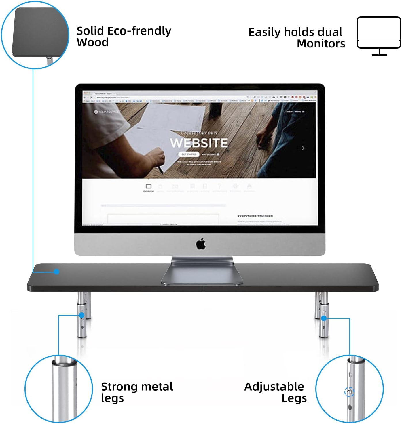 Display,3 Adjustable(MST016) suptek Laptop Stand for Desk,Computer Monitor Laptop Stand Riser for Printer, Notebook
