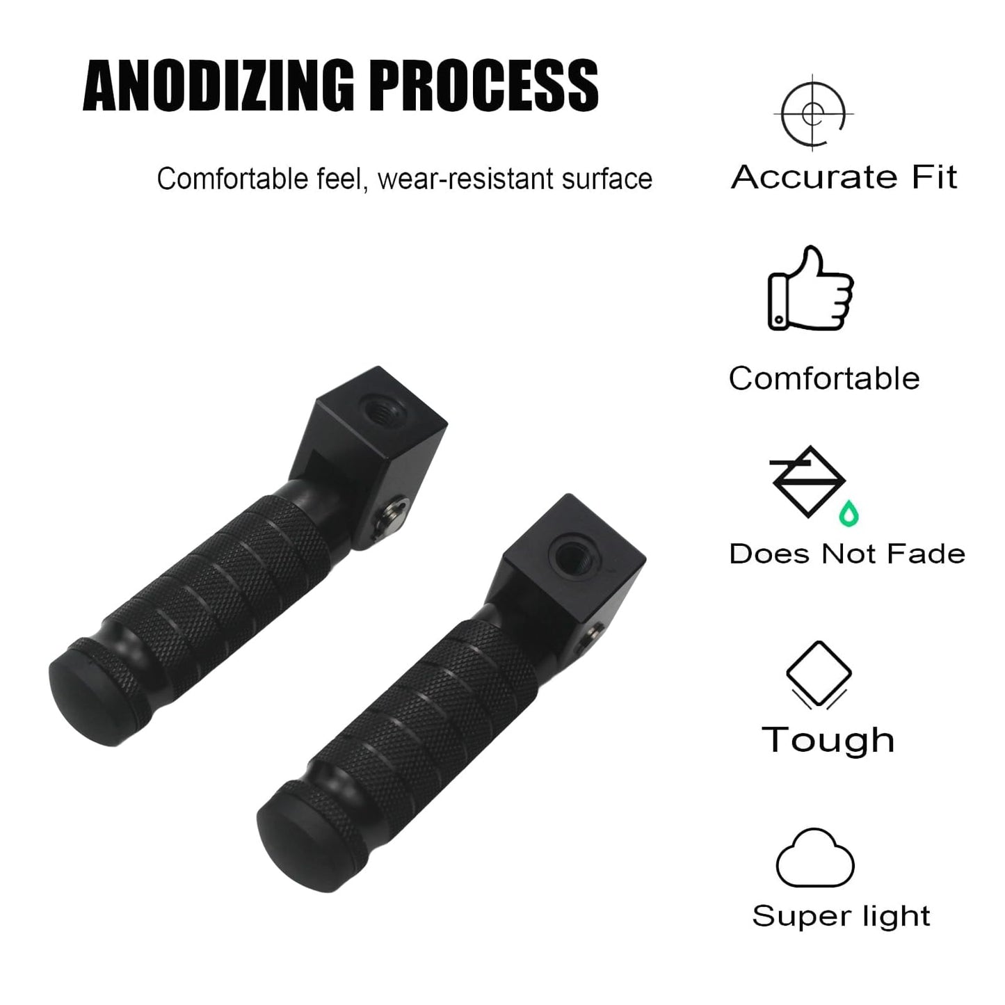 Adsspro Universal CNC M8 Motorcycle Foot Pegs 90 Degree Foldable Foot pegs Footpegs CNC Anti-Skid Footrest Foot Rest Pedal for Motorbike Mini Bike Dirt Pit Bike (Black)