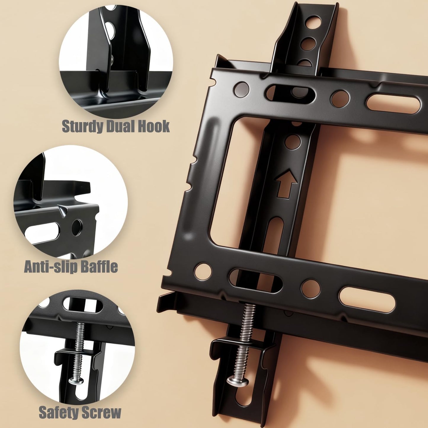 Alrhipvm 17-43 inch 66lb, VESA200x200mm Fixed TV Wall Mount Bracket, Low Profile for Most LED LCD OLED Flat Curved