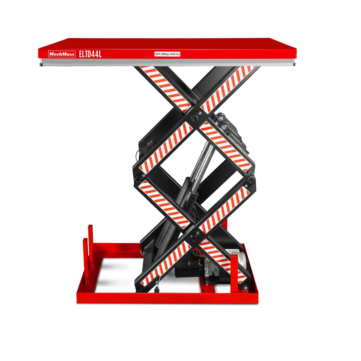 Mechmaxx 4400 lb Capacity Stationary Electric Hydraulic Double Scissor Lift Table – 63" x 39.4" Platform, 70.1" Lift Height, UL Certified Motor,Model ELTD44L