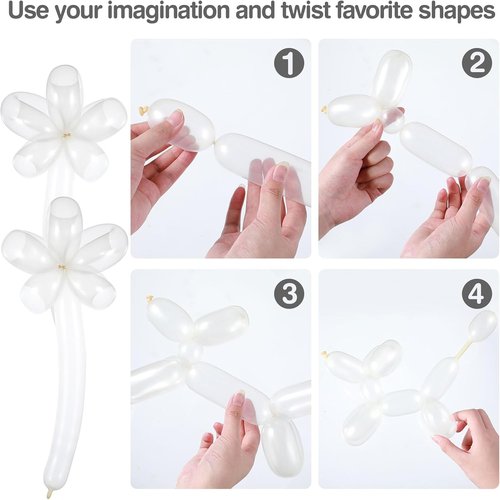 Lenwen 1000 Pcs Long Latex Twisting Balloons - Perfect for Birthday, Wedding & Party Decorations | Clear