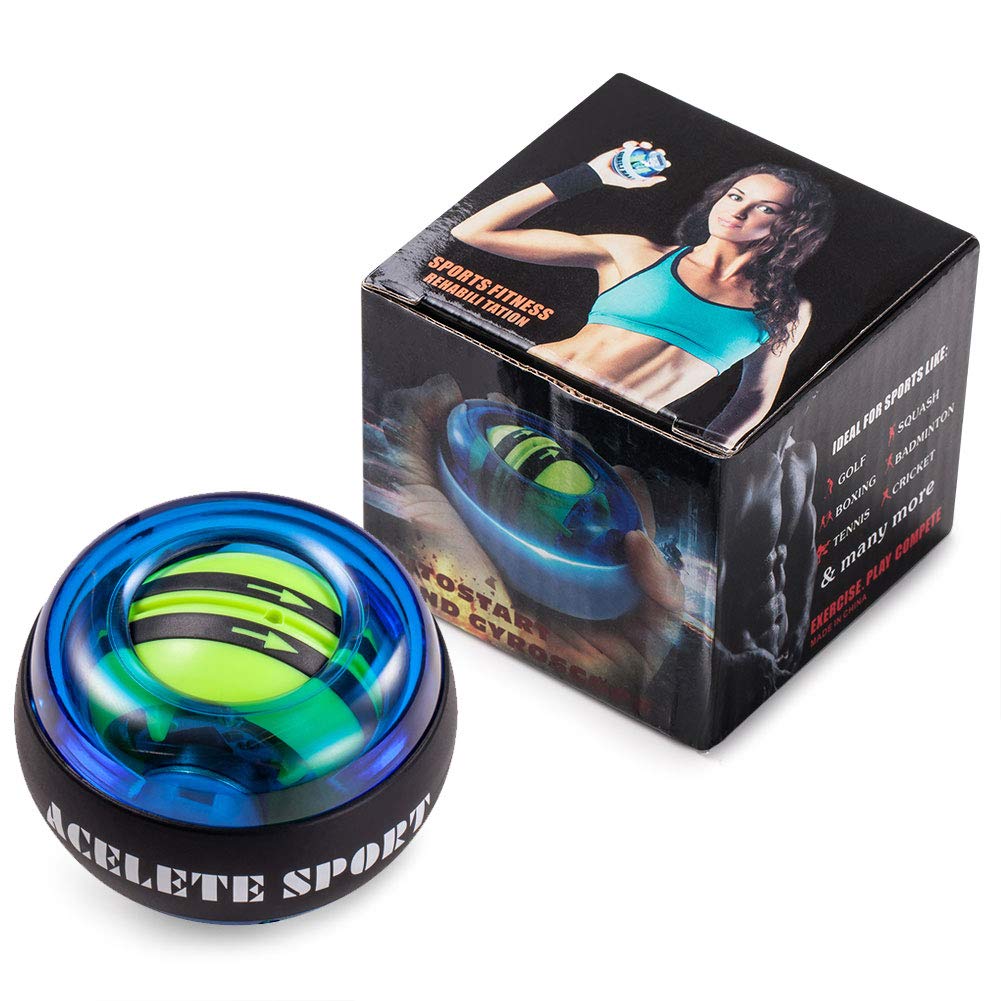 ACELETE Gyro Ball Wrist Exerciser Torque Ball Forearm Strengthener for Stronger Wrist Bones and Muscle(Blue Light)