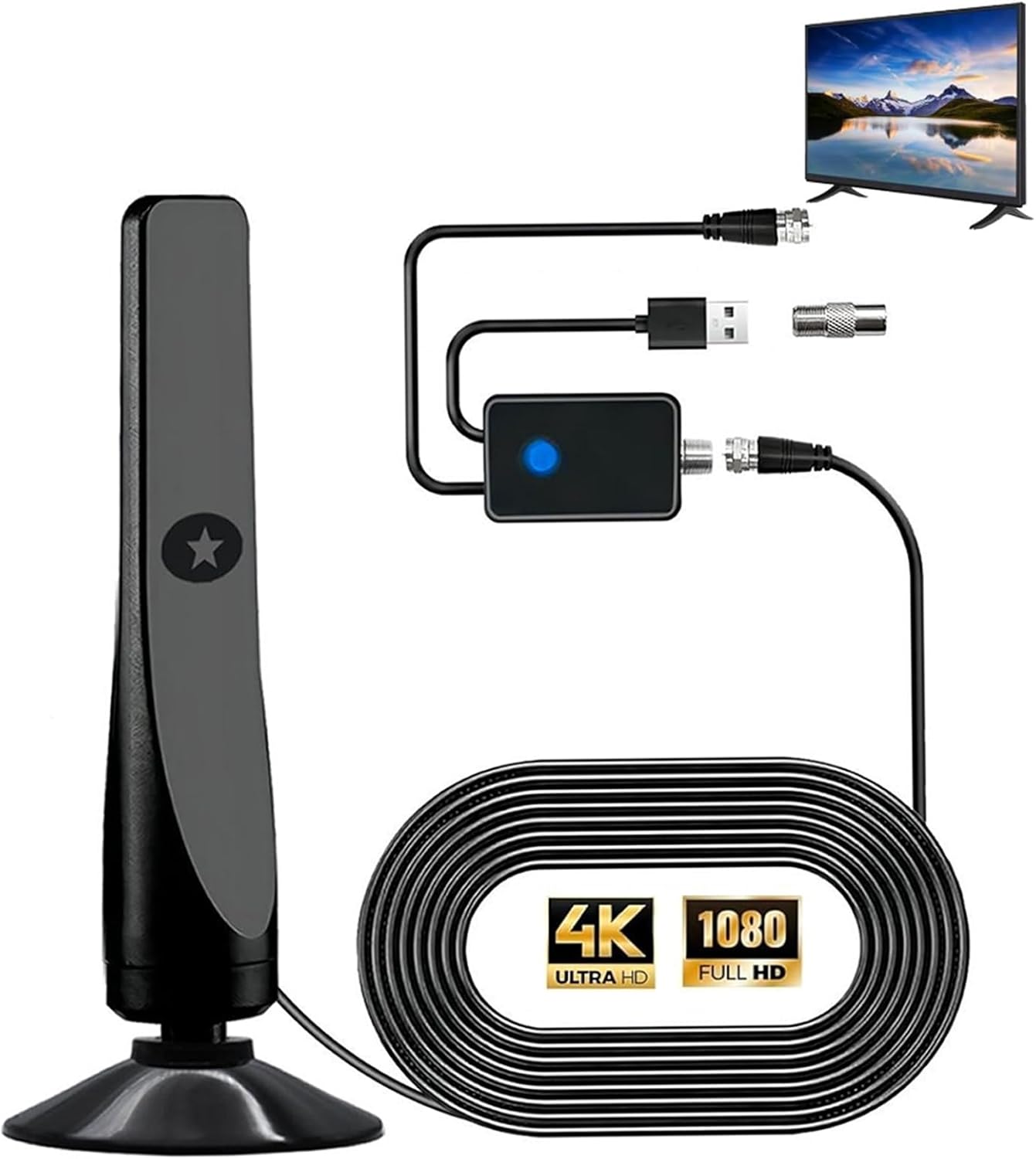 Logchci 4K 8K 1080p (2) Broadwave Antenna, TV Antenna Indoor, Amplified HD Digital TV Antennas, Miles Coverage Range