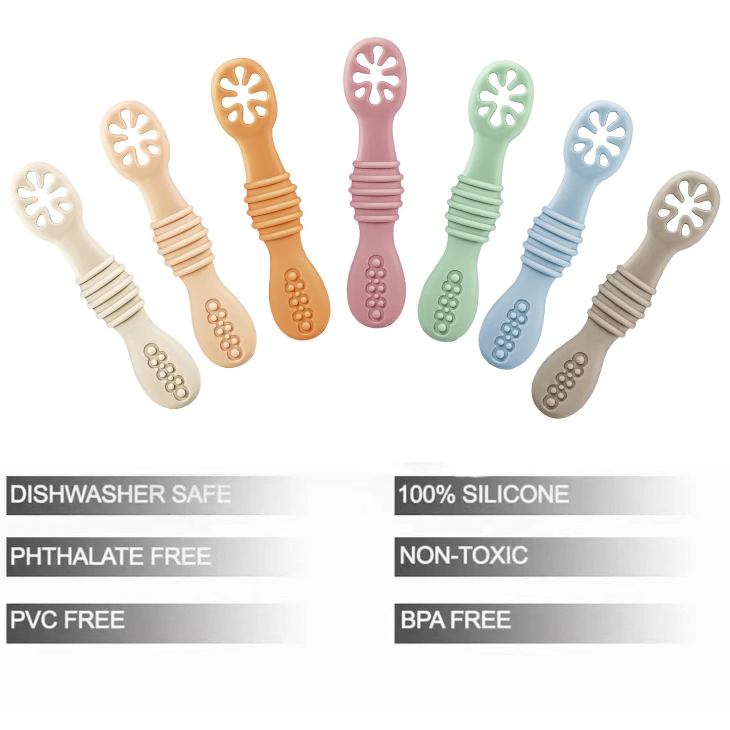 PandaEar 13 Pack Silicone Baby Feeding Spoon