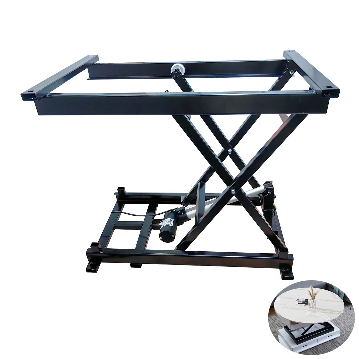 ANTEISI Electric Scissor Lift Table，7.5-27 in Height Adjustable，180Lbs Load,Used for DIY Lifting Coffee Table, Dining Table, and Other Projects,Black Metal Frame