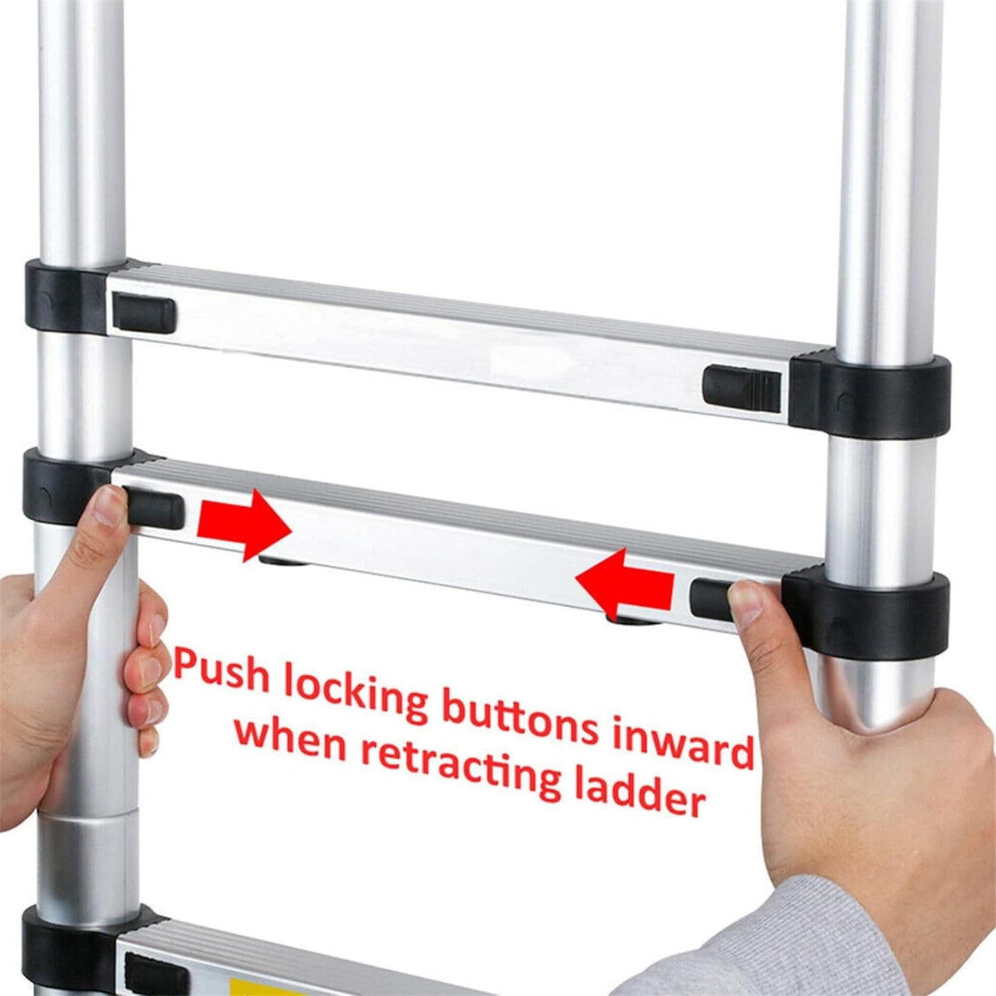 Telescopic Ladder 14.5FT/4.4M Aluminum Collapsible Retractable Portable Extension Ladder for Household or Outdoor Work 330lbs Capacity