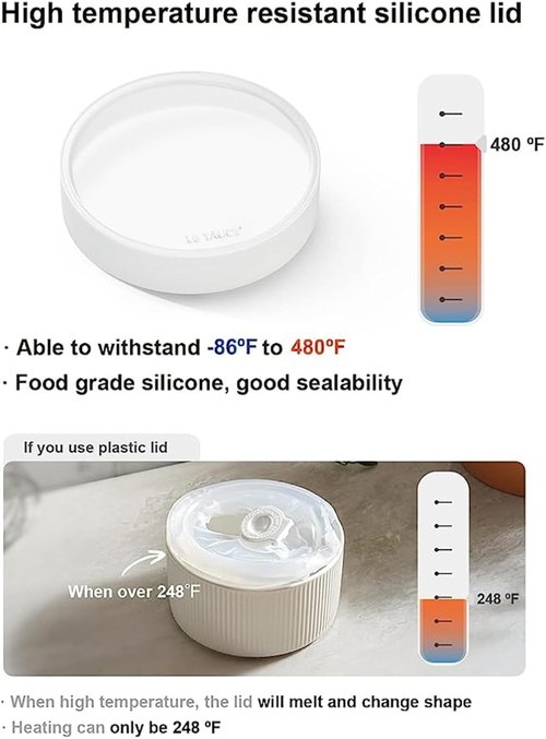 LE TAUCI Ramekins - 4 OZ Ceramic Soufflé Dishes with Silicone Lids | Oven & Microwave Safe, Set of 4, White