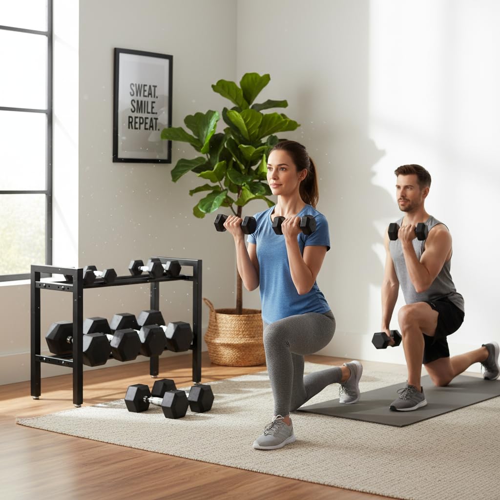 Kynbnire Dumbbell Rack, Adjustable 2-Tier Weight Rack for Home Gym, Compact Small Dumbbell Storage Rack for Dumbbells, Kettlebells and Weight Plates