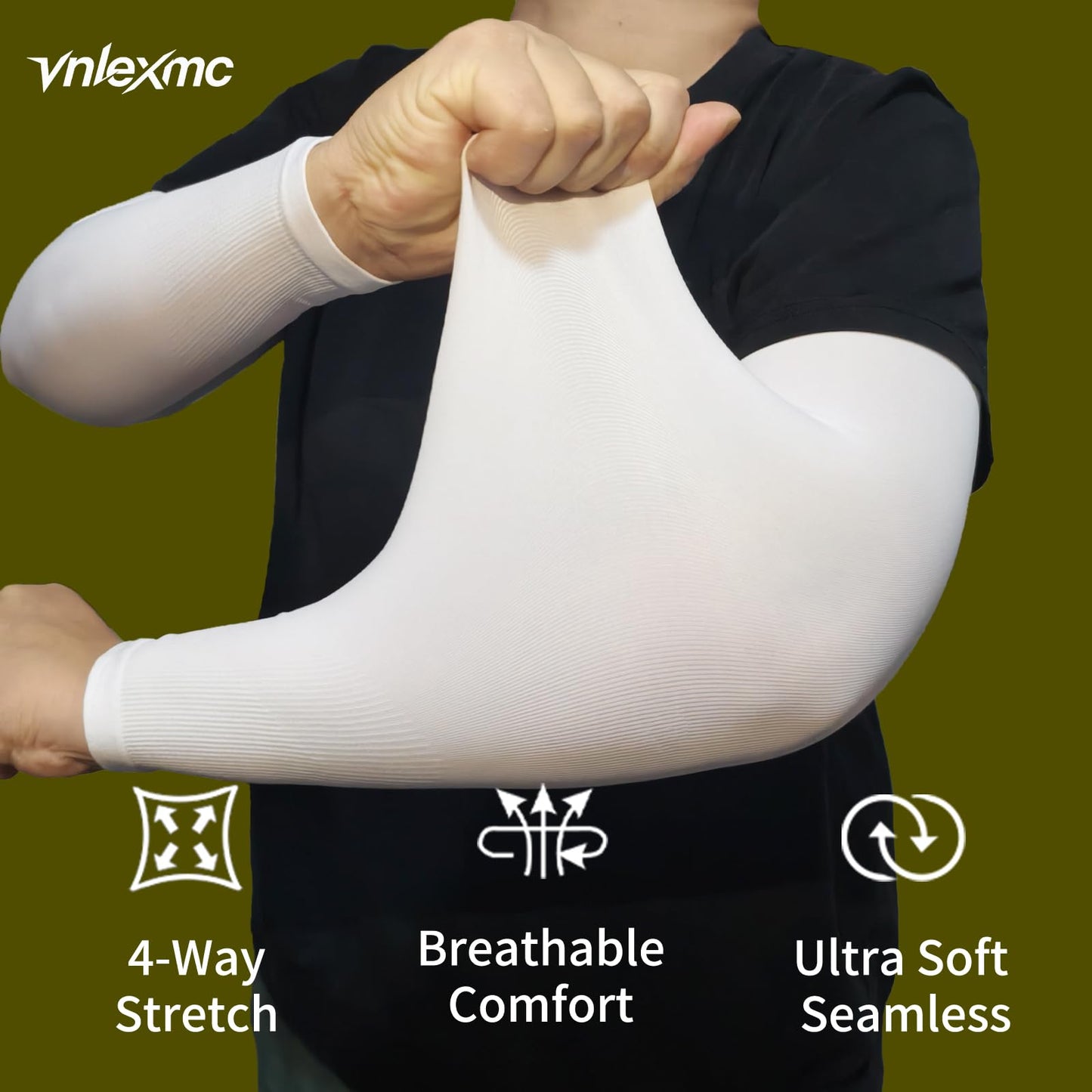 VNLEXMC 4 Pairs Arm Sleeves to Cover Arms for Men & Women,UV Sun Protection,Cooling Sports Compression,Tattoo Cover Up Sleeve (2 Black+2 Gray)
