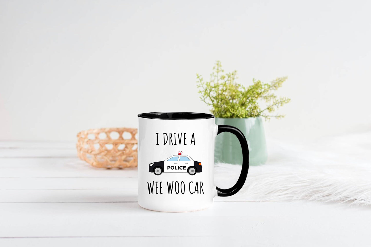 Awnpow Funny Police Officer Mug,Wee Woo Car Mug,Police Graduation Mug,11oz Ceramic Coffee Mug/Tea Cup