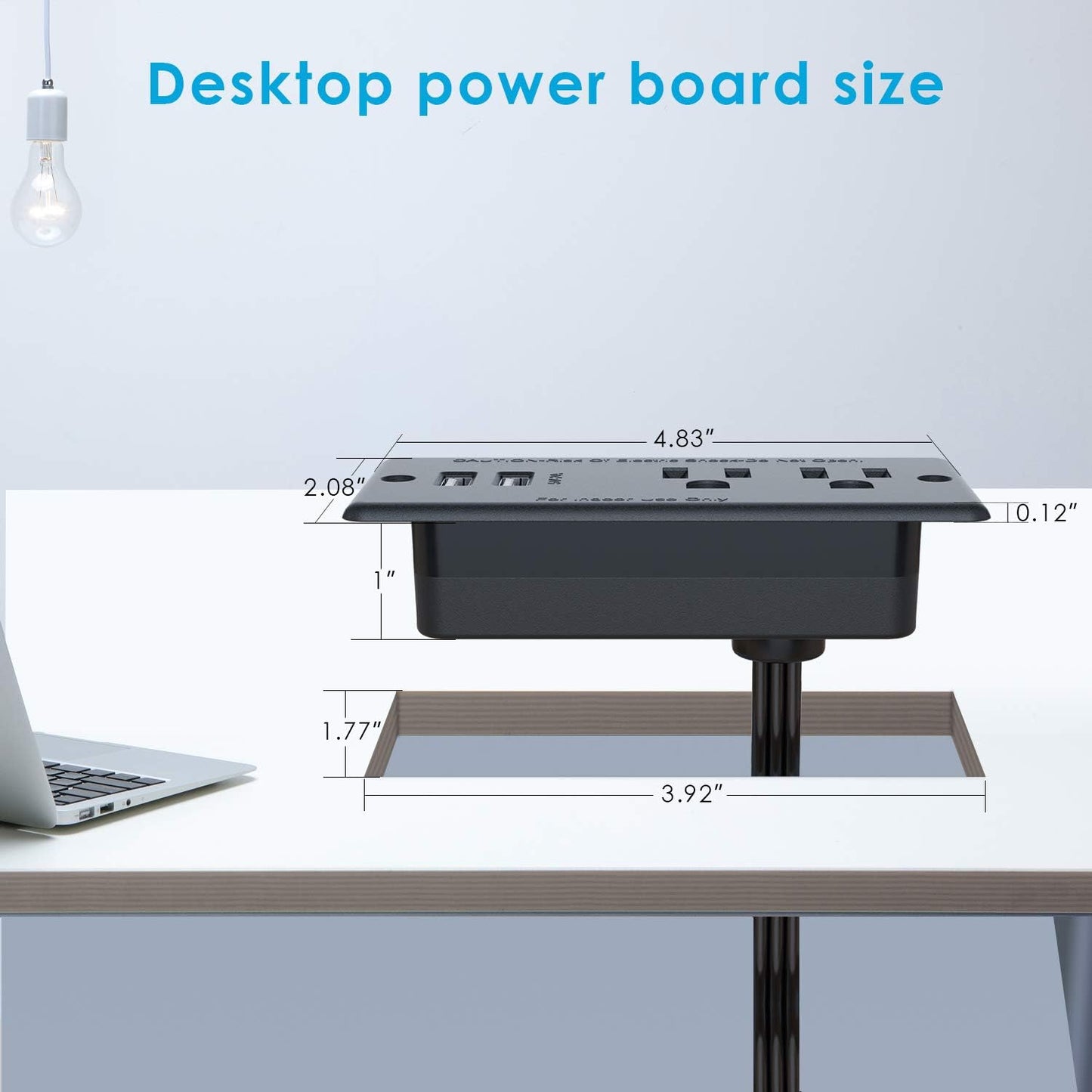 Jgstkcity 2 Grommet 9.85ft Recessed Power Strip with USB,Flat Plug Ultra Thin Extension Cord,Furniture Desktop Charging