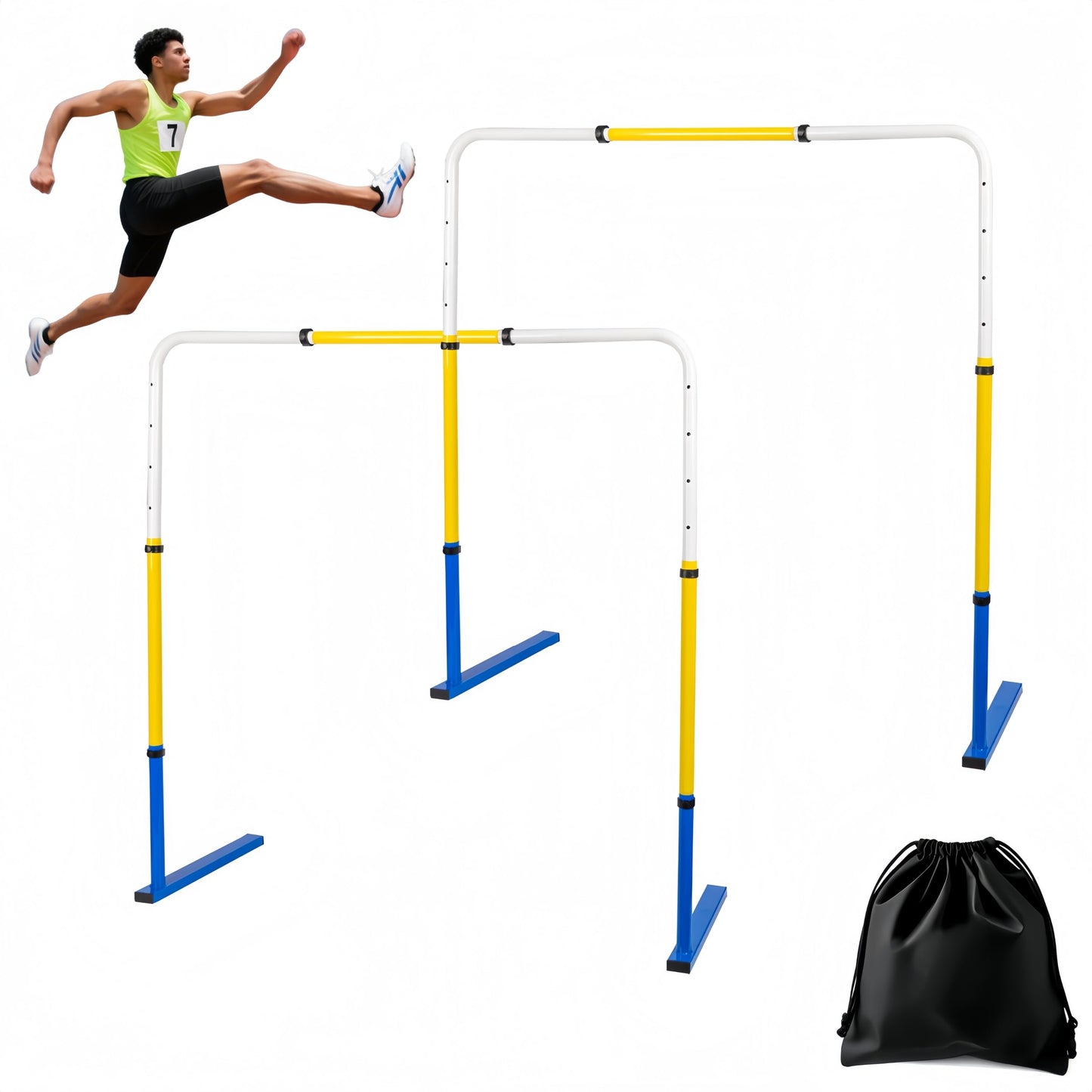 Adjustable Height Hurdles Training Equipment, 2Pcs Metal Practice Hurdles Track and Field for Kids, Youth and Adults Agility Training, Jumping Speed Hurdles for Football, Soccer, Basketball, Dogs