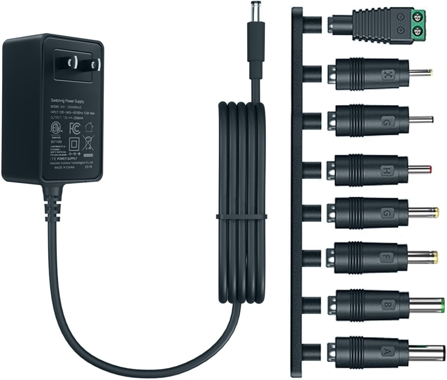 CIHTL 12V 2A 8 12 2000mA DC12V (6ft) ETL Certified Power Supply AC/DC Adapter with TipsReplacement Volts Charger Cord