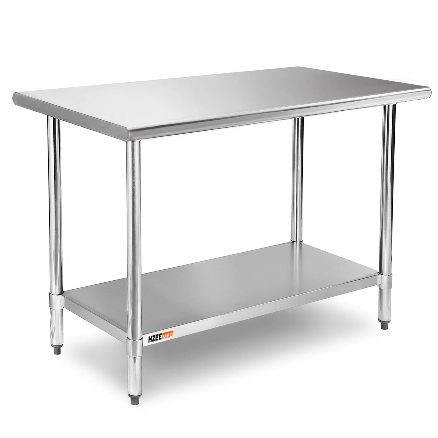 HZEEMFG Stainless Steel Table for Prep & Work 24x48 inches,4ft, Commercial Heavy Duty Table with Undershelf for Restaurant, Home,Hotel Kitchen, Laundry Room, Garage,Workshops
