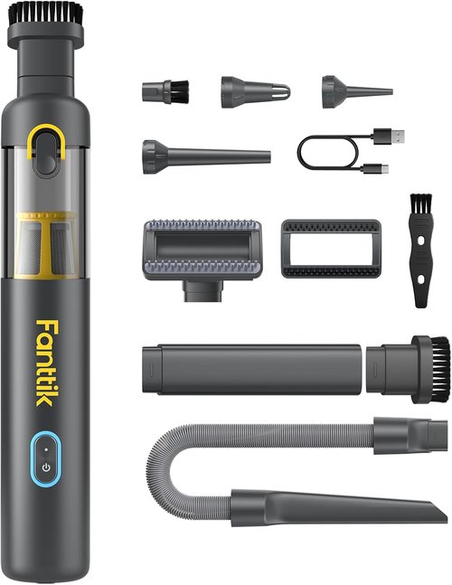 Fanttik Slim V8 APEX Car Vacuum - 4-in-1 Portable Mini Cordless Vacuum with 19000Pa Suction Power | Gray