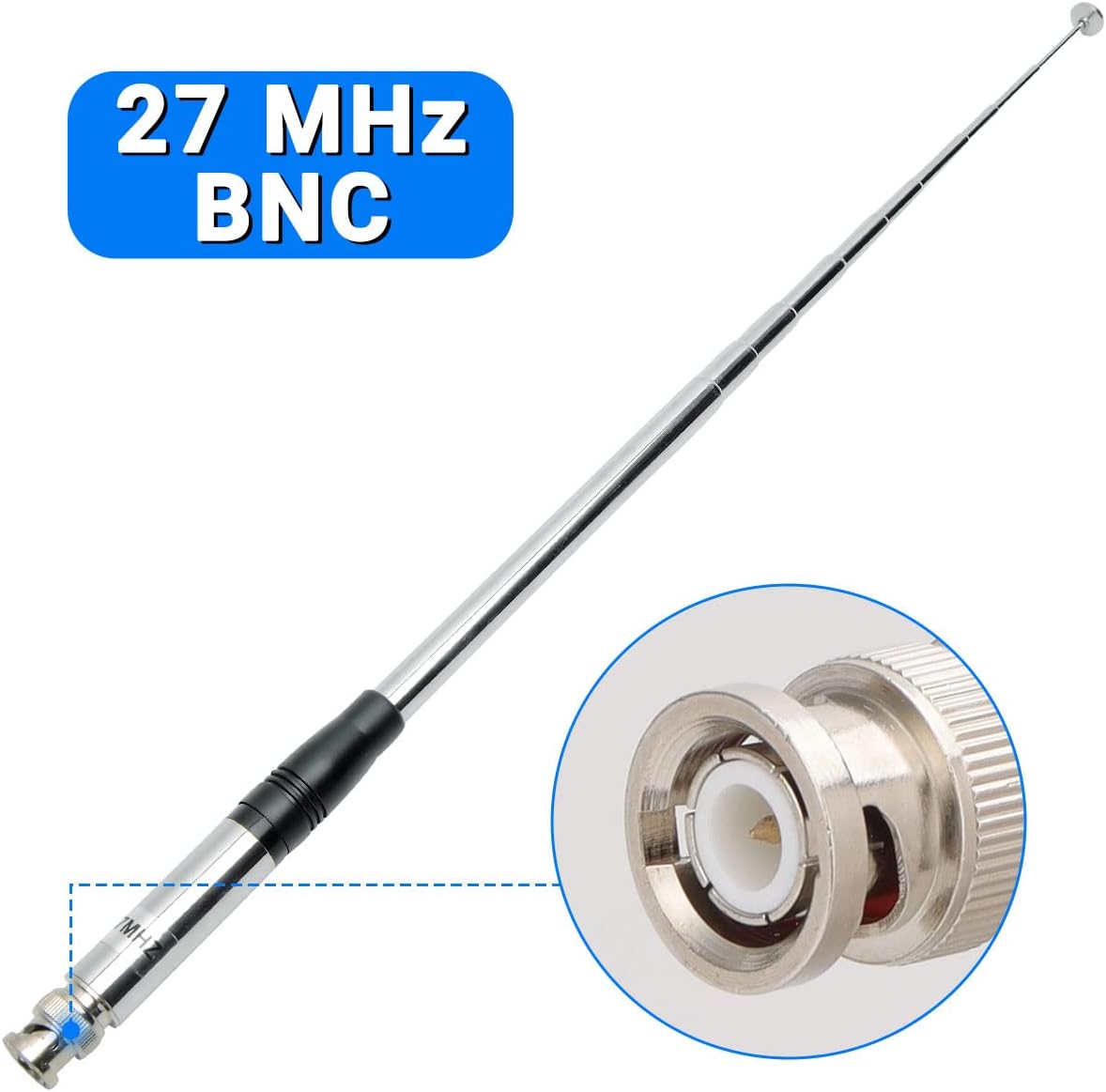 Roniware 27Mhz 9-Inch 51-inch 75-822 75-785 CB Antenna to Telescopic/Rod HT Antennas for Handheld CB Radio with BNC