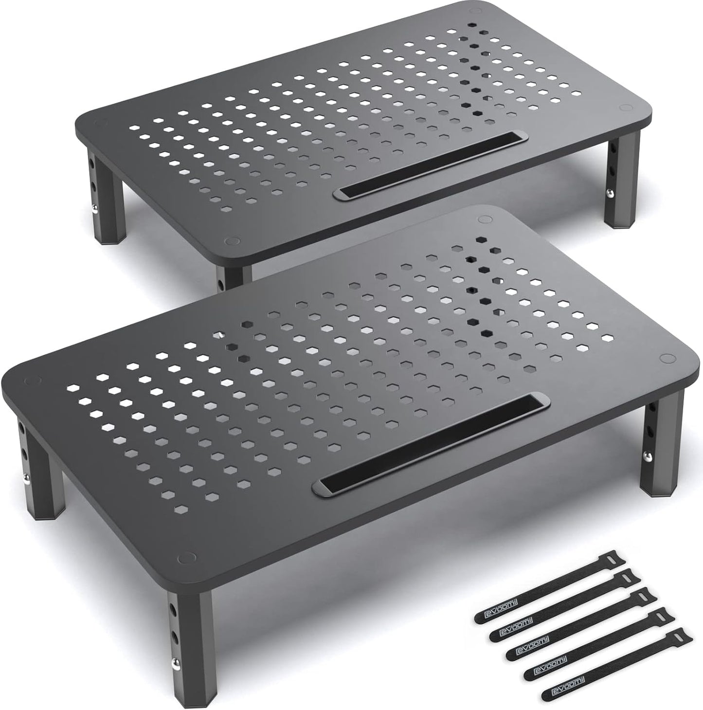2 Pack EVOOMI Back Saver Monitor Stand for Desk - Monitor Riser - Anti-Skid HD Hexagonal Steel Computer Stand - Free