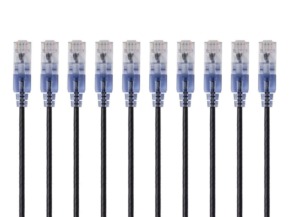 Cat6A RJ45, 550Mhz, 10G, 30AWG, 10-Pack, 5 Monoprice Ethernet Patch Cable - Snagless UTP, Pure Bare Copper Wire, Feet