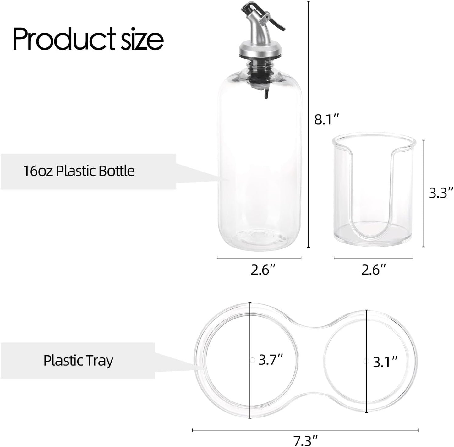 Tbestmax Mouthwash Dispenser - Clear Refillable Pump Bottle with Cup Holder & Tray | 16oz Bathroom Organizer