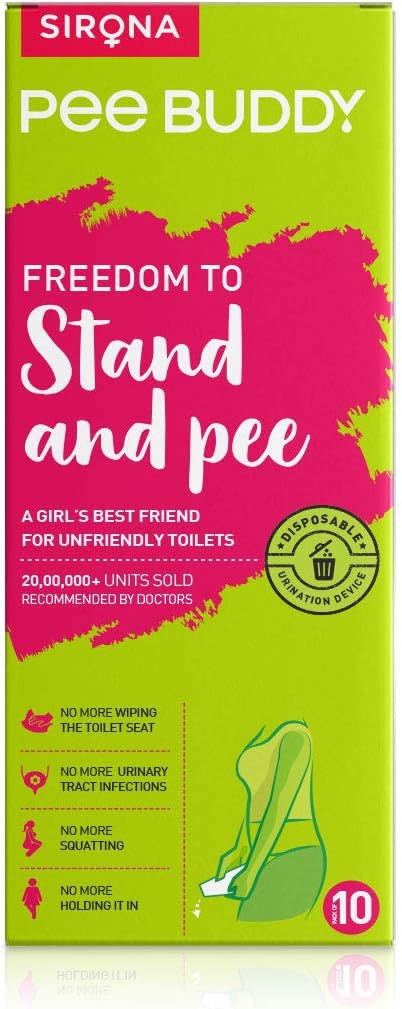 PeeBuddy 10 Funnels Female Urination Device | No Mess Disposable Urinal Funnel|Travel, Camping, Hiking, Festivals, and Outdoor Activities | Paper Based Stand and Pee Funnel for Women, Girls