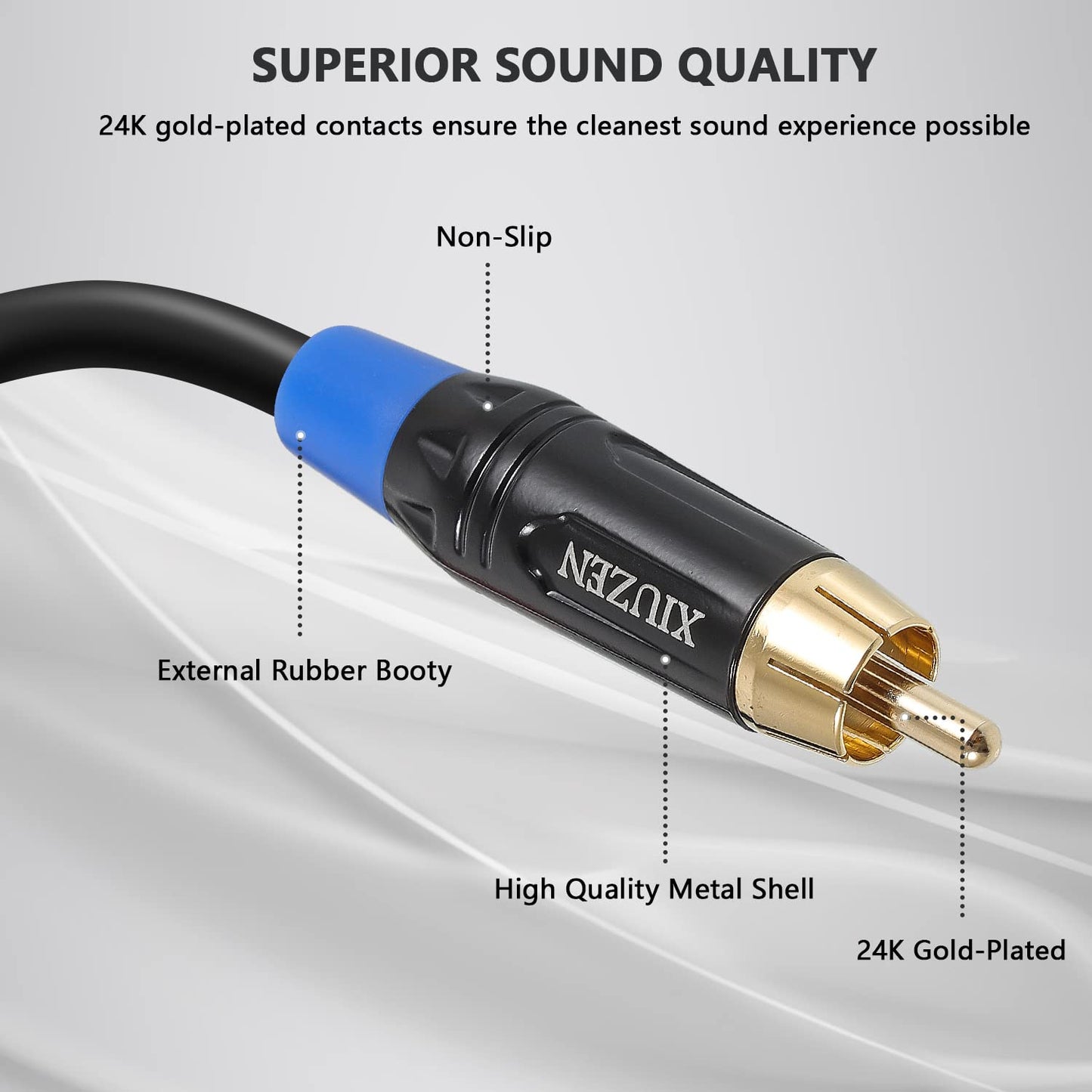 XIUZEN 1.5ft RCA Y-Splitter, Stereo Audio Adapter for Speaker, Subwoofer, Home Theater & More