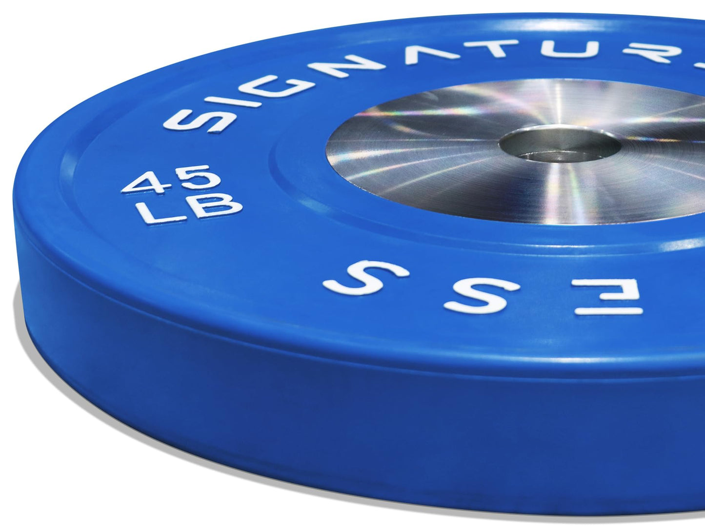 Signature Fitness Fitvids 2" Olympic Competition Bumper Plate with Steel Hub for Strength Training and Powerlifting - Minimal Bounce – 45LBS Single – 45-Pound, Single – Blue