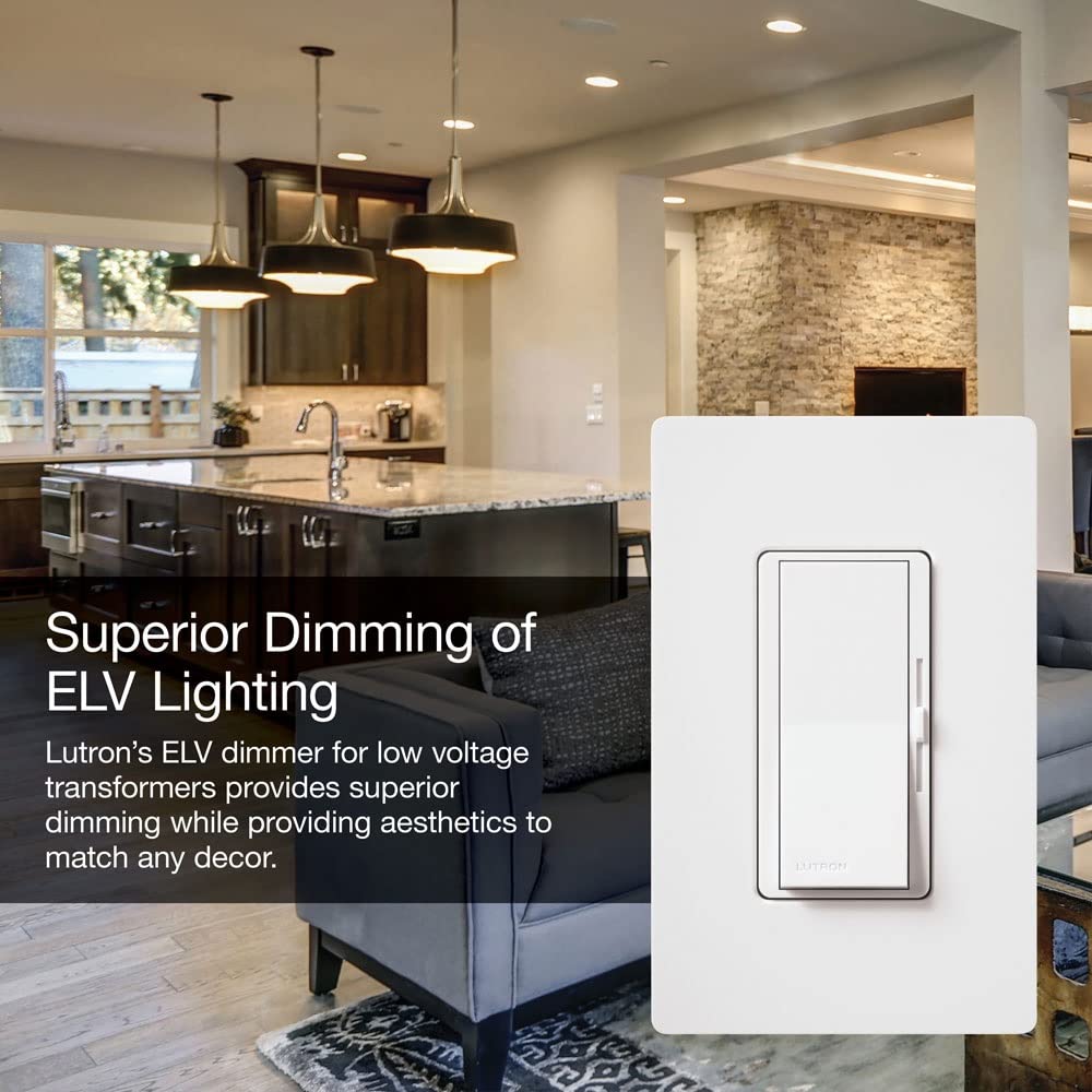 Lutron Diva Electronic Low Voltage Dimmer | 300-Watt, Single-Pole or 3-Way | DVSCELV-303P-MN, Midnight