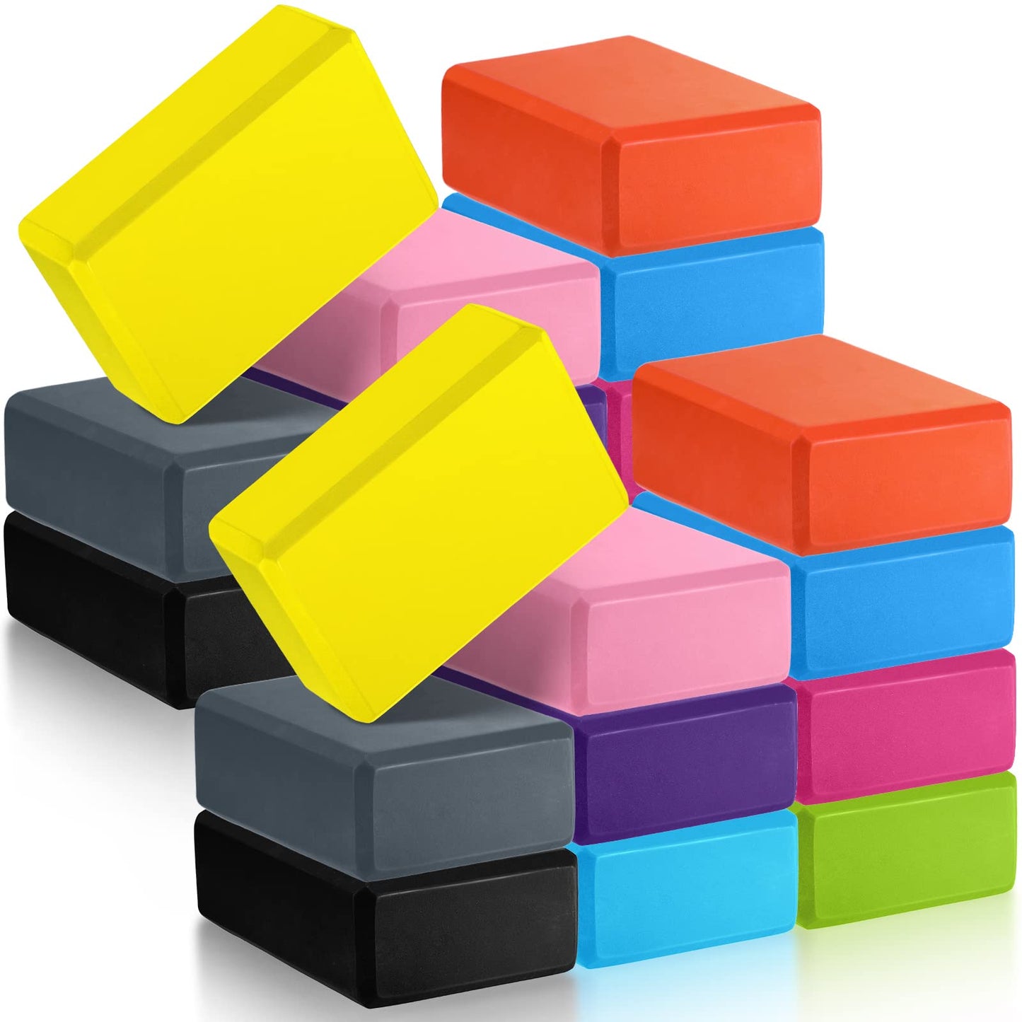 20 Pcs Foam EVA Yoga Blocks Lightweight Yoga Bricks Non Slip Supportive Foam Blocks Prop Accessories for, Pilates, Stretching and Meditation, Women Men Yogi Beginners (Multicolor)