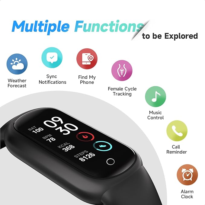 Fitness Tracker Watch with Sleep Tracker/IP68 Waterproof, Activity Tracker with Pedometer Step Counter, Health Watch for Women Men with 14 Sports Compatible Android iOS, Black