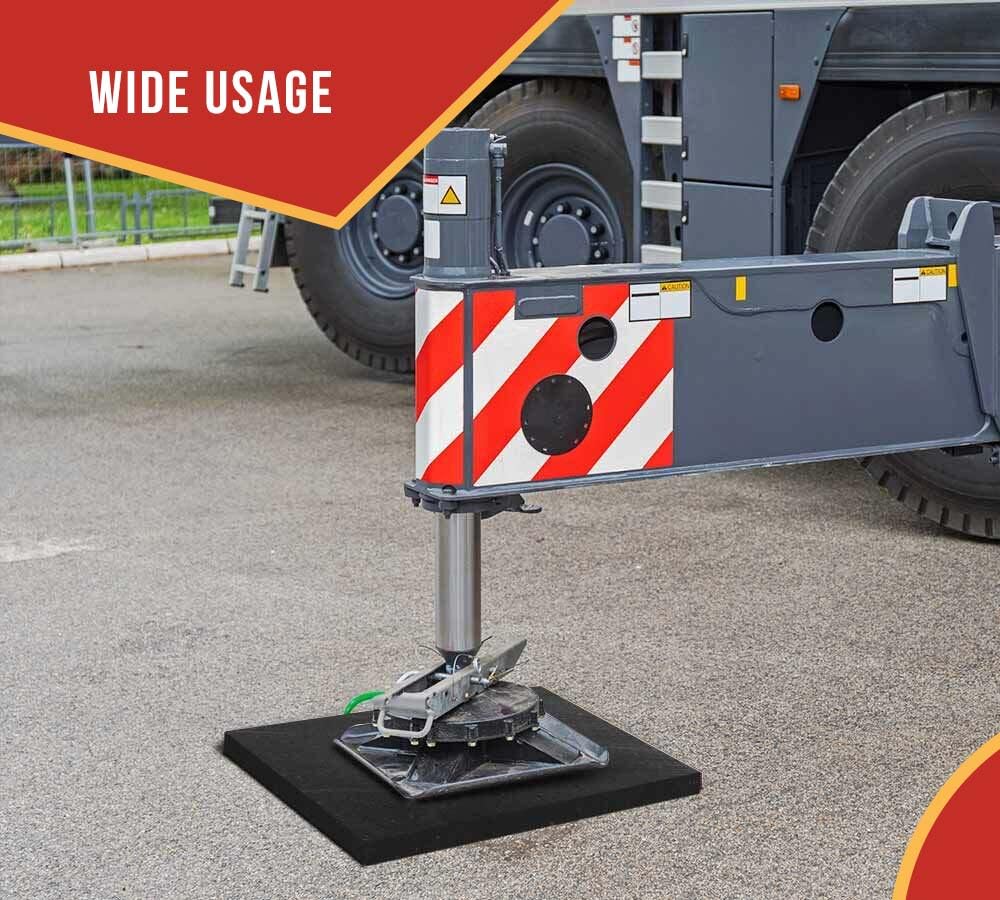 Mytee Products 4 - Pack 16"x16"x1" Thick Outrigger Pad for RV with Ergonomic Handle - High-Density Black Stabilizing Jack Landing Pad for Crane, Wrecker, Tow Truck, RVs