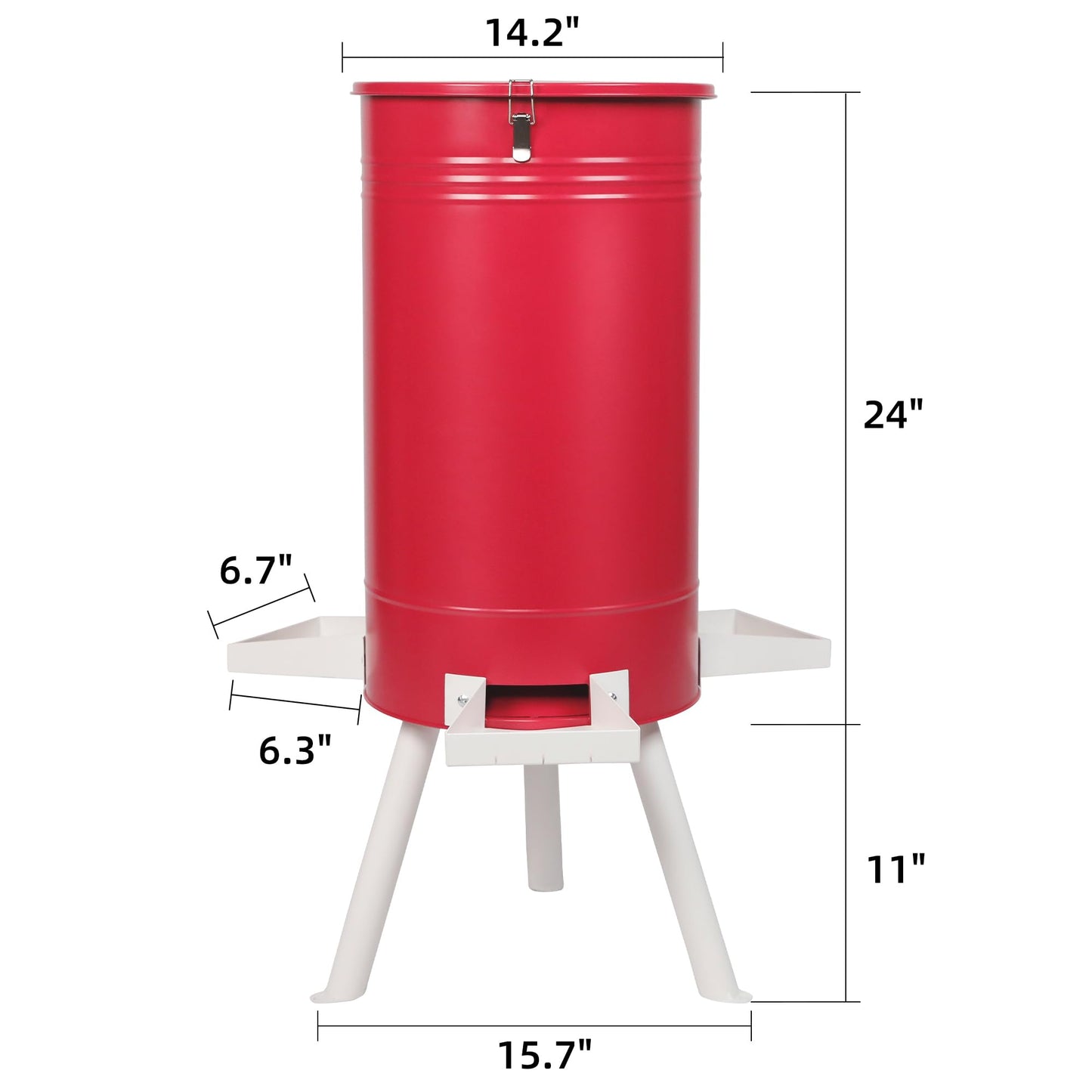 Solution4Patio 50-75 LB Large Metal Hunting Game Feeder, Heavy Duty Free Standing Deer Feeder, Portable Gravity Deer Feeder Automatic Dispenser, Weather-Proof (Red)