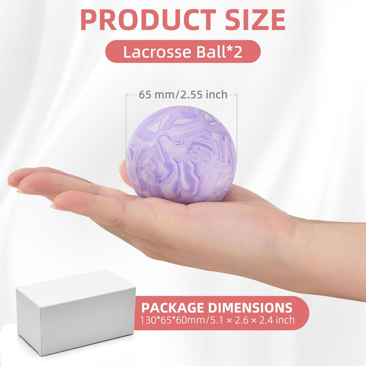 Massage Lacrosse Balls 2 Pack, Rubber Trigger Point Therapy Balls for Deep Tissue Myofascial Release, Plantar Fasciitis & Muscle Soreness Relief, Portable Pain Relief Tool (Purple and Blue)
