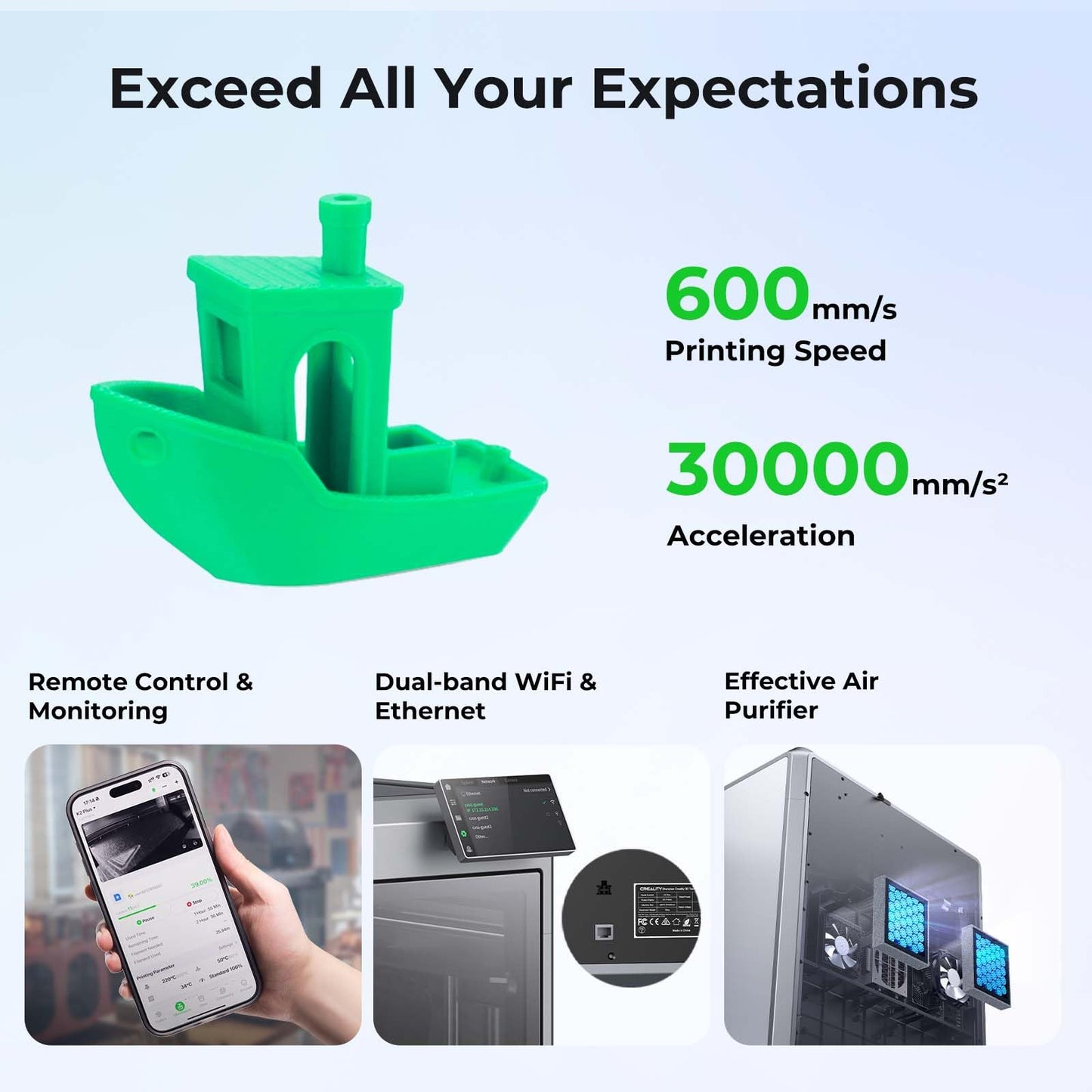 Creality K2 Plus Combo 3D Printer, Multi Color Printing with New CFS, Max 600mm/s Printing Speed, Full-auto Leveling, Next-Gen Direct Drive Extruder, Dual Al Camera, Build Volume 350 * 350 * 350mm