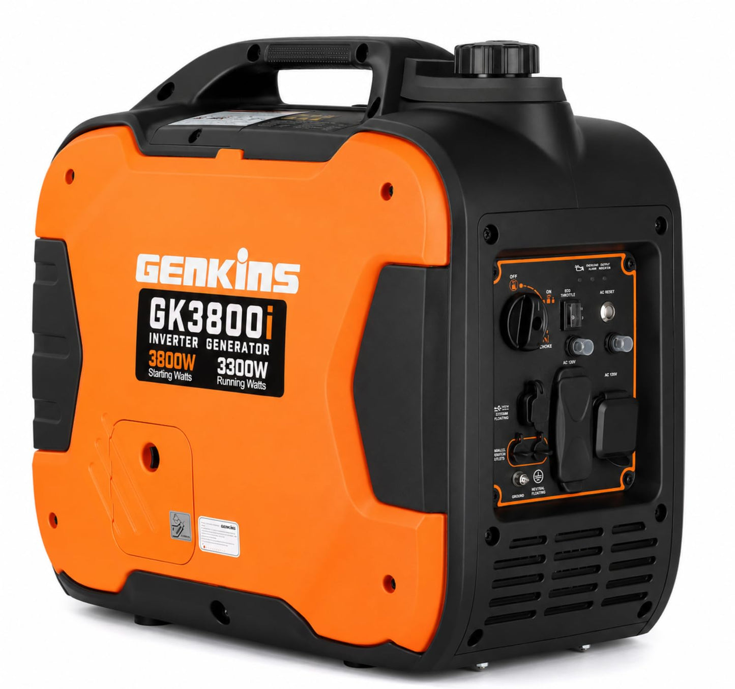 GENKINS 3800W Portable Inverter Generator,Gas Powered,163cc 4-Stroke OHV,Parallel Capable,CO Sensor & ESC Fuel-Saving, EPA Compliant for RV Ready 30A Outlet, Camping & Outdoor Use
